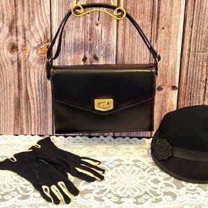 Vintage Army black leather shoulder bag 1961-74